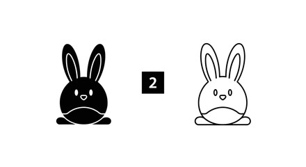 Cute bunny rabbit silhouette illustration vector design Vector
