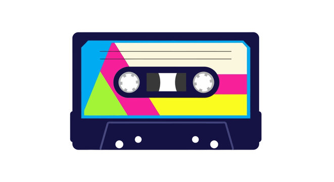 Colorful Cassette Tape Illustration.