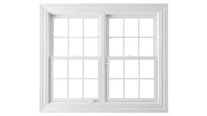 Obraz premium A modern white-framed double-hung window with six panes per sash. isolated on transparent background