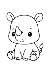 Obraz premium cute cartoon baby rhino illustration