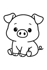 Fototapeta premium Cute pig character smiling happily in a fun and playful style