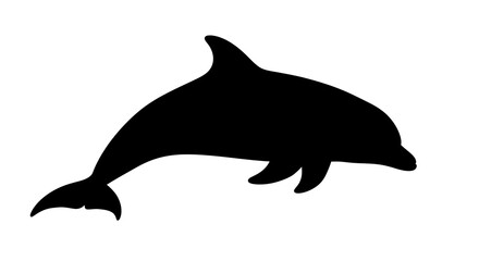 Fototapeta premium Black silhouette of a swimming dolphin.