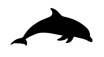 Fototapeta premium Black silhouette of a dolphin swimming.