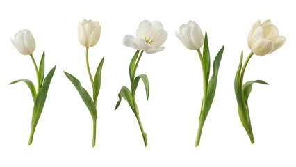 set of white tulips isolated on a white background © Oleksandra