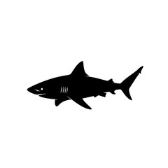 Fototapeta premium Black silhouette of a shark swimming.
