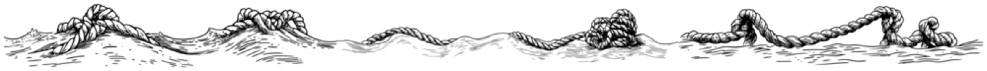 Panoramic hand drawn sketch of a thick nautical rope on the ground © Kaz