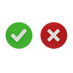 Fototapeta premium Visual representation of correct and incorrect actions or decisions using checkmark and cross symbols