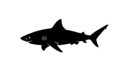 Fototapeta premium Black silhouette of a shark swimming.