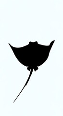 Obraz premium Black silhouette of a stingray swimming.