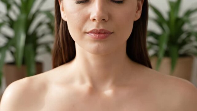 Woman Hold Letters Calm Hope Joy Breathe Heal, Open Eyes