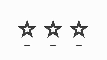 Obraz premium Three stylized gray star icons arranged horizontally on a white background, representing quality