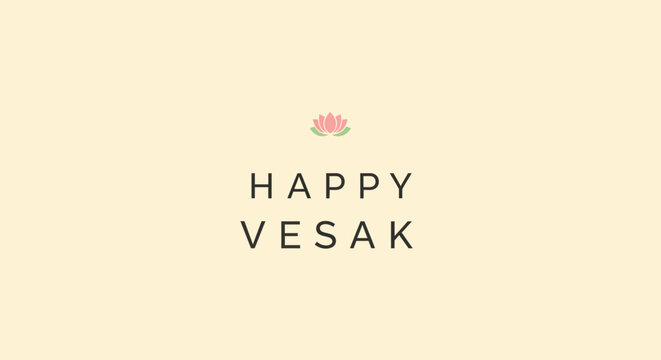 Happy Vesak Day Greeting with Lotus Flower.