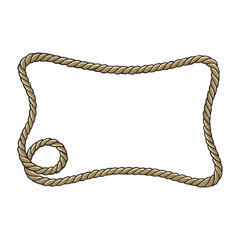 Rectangular Rope Frame with Loop Detail &ndash; Vintage Maritime Vector