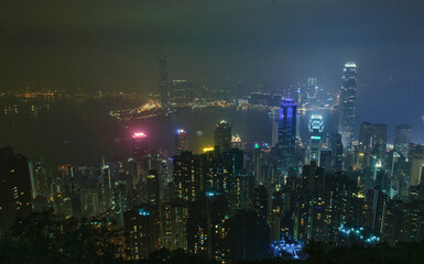 Obraz premium Hong Kong at night seen from Victoria Peak