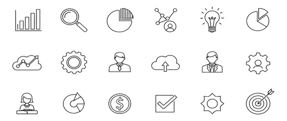 Fototapeta premium Collection of 16 unique line art icons or symbols
