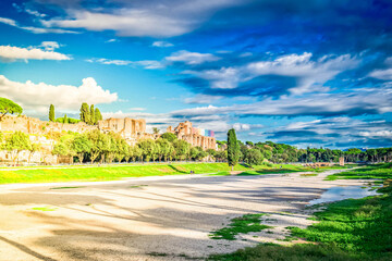 Circus Maximus - roman famous ruins in Rome at sunny summer day, Italy