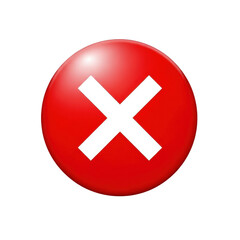Obraz premium A red circular button with a white diagonal cross symbol indicating prohibition or cancellation.