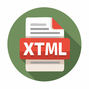 Document file with highlighted HTML text and a bright XHTML tag in a round icon.