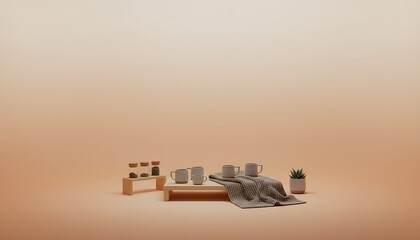 Fototapeta premium Minimalist Studio Still Life - Muted Earthy Tones - Homeware Product Display