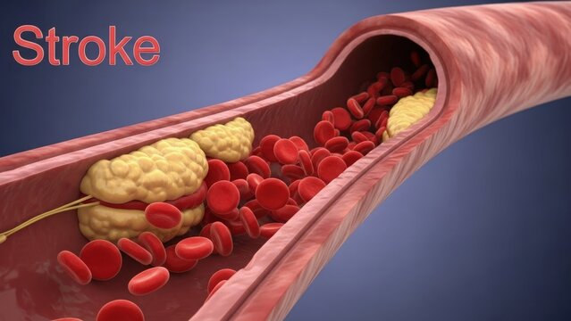 Brain stroke, vessel blockage. Ischemic, hemorrhagic, cerebral infarction, lacunar, embolic, thrombotic, intracerebral, subarachnoid types. Affects brainstem, cortical regions.