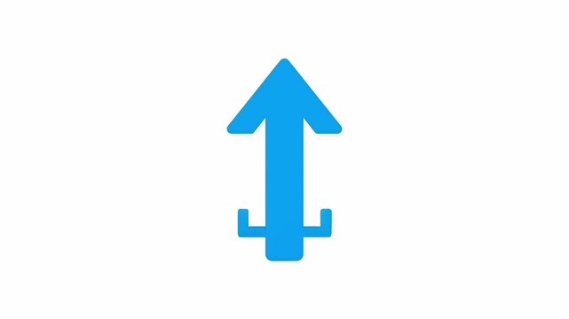 A minimalist blue arrow pointing upwards on a clean white background. Suitable for conveying progress, direction, and positive advancement in marketin