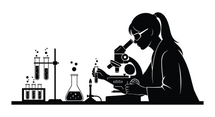 A scientist examines samples with laboratory equipment showcasing a modern research environment a striking silhouette high quality professional detailed elegant © CreativeAkash099