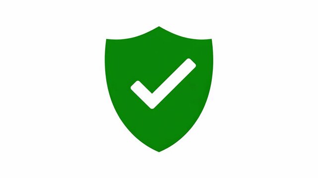 A simple green shield icon with a white checkmark conveys security, protection, and validation. Ideal for website trust signals, app security, and mar
