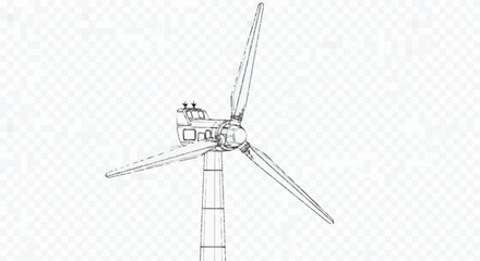 Wind turbine with three blades and tower windmill renewable energy sustainable energy © SnappyDesigns