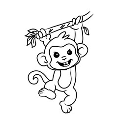 baby monkey line art drawing animal for coloring book kids education
