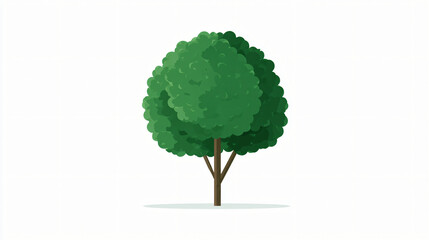 Detailed illustration of a large green tree with brown trunk