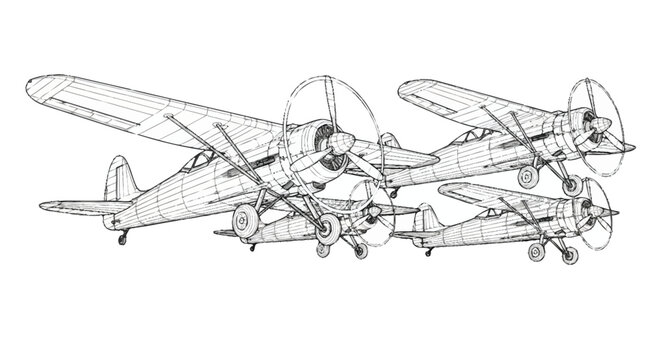 Vintage biplanes with propellers and wings vintage planes aircraft