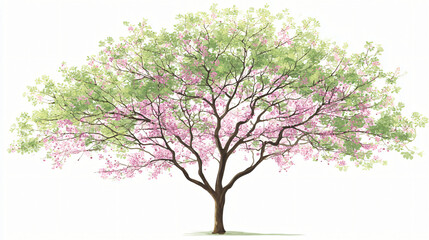 Fototapeta premium Beautiful Crape Myrtle Tree with Pink Flowers and Green Leaves