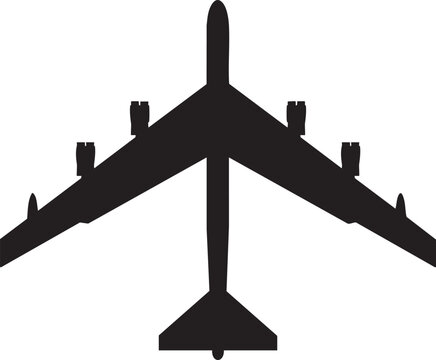 B52 Stratofortress Plane Flying Silhouette Military Airforce Aviation Vector Design