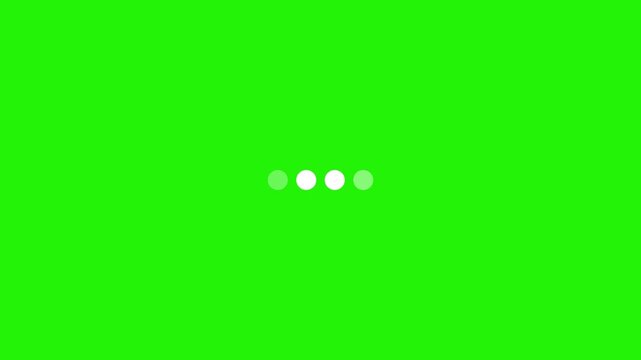 Animation loading bar 4 dots looping progress icon on black background Loading is indicated by a dot. Motion graphics of dots loading concept