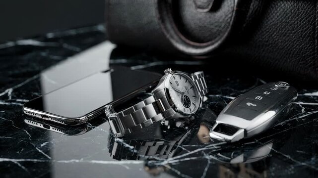 Medium shot of luxury goods with selfhealing scratchresistant coatings showcasing smooth surfaces regenerating microscratches for pristine elegance.