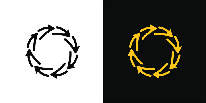 Circular Arrow Icons in Black and Yellow arrows circle