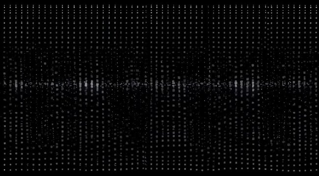 Abstract digital background with glowing binary code elements creating a dynamic data stream pattern, perfect for technology and futuristic concepts