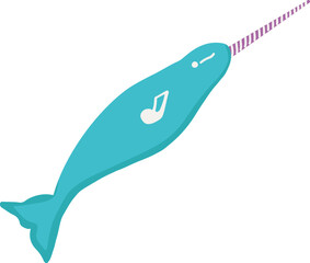 Cute narwhal vector illustration with long tusk isolated, sea life vector illustration Perfect for marine life education, summer beach themes, nautical patterns, or coastal vacation branding.  © Liudmila