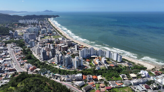 Praia Brava In Itajai Santa Catarina Brazil. Birds Eye View Of Stunning Cityscape With Streets And Buildings. Deserted Skyline Heaven Amazing. Heaven Waterfront Shore. Itajai Santa Catarina.