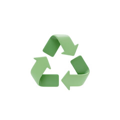 Obraz premium 3D render of a green recycling symbol on a black background