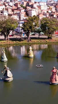 Dique Tororo At Salvador In Bahia Brazil. Orishas Statues. Lake Landscape. Beautiful Skyline. Dique Tororo In Salvador In Brazil. Downtown Scenery. Brazil Northeastern.