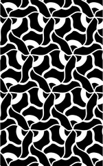 Obraz premium Abstract black and white seamless pattern with interlocking curved shapes. Modern monochrome background ideal for textile, wallpaper, and surface design.