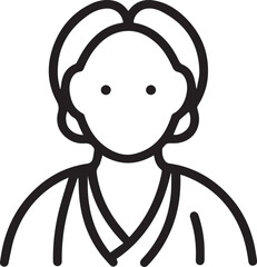 Obraz premium Old Woman Black and White Avatar Illustration in Minimal Line Art Style Design