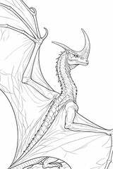 Dragon Adult Coloring Page Black And White Line Art