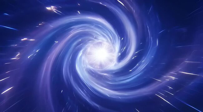Vibrant cosmic energy vortex, an abstract digital illustration depicting a powerful space-time wormhole or quantum tunnel, a portal to an unknown future dimension