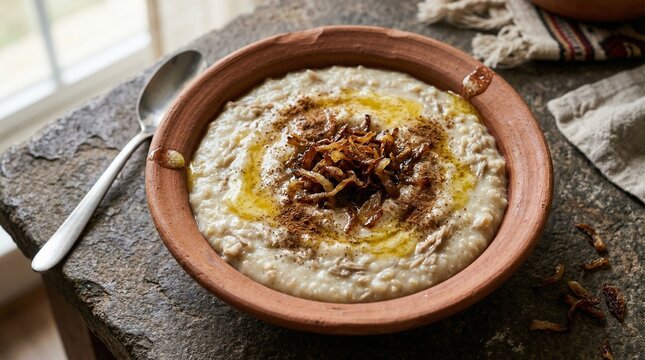 Traditional Saudi Arabian Hareesh Wheat and Meat Porridge