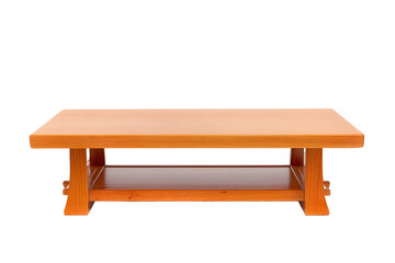 Wooden Japanese tea table isolated on white background
