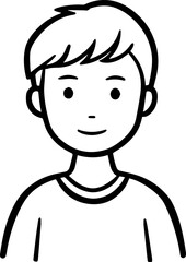 Obraz premium Simple black and white illustration of a young boy's portrait, perfect for modern graphic design projects