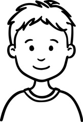 Obraz premium Simple black and white illustration of a young boy's portrait, perfect for modern graphic design projects