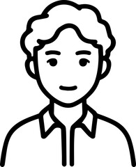 Obraz premium Simple black and white illustration of a young boy's portrait, perfect for modern graphic design projects